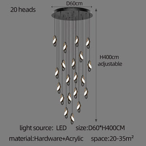 Oval Ring Pendant Chandelier - Exquisite Lighting Fixture-Staircase Chandelier