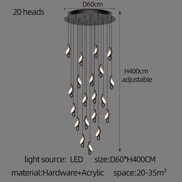 Oval Ring Pendant Chandelier - Exquisite Lighting Fixture-Staircase Chandelier