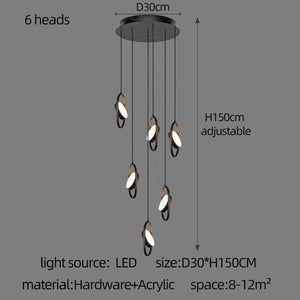 Oval Ring Pendant Chandelier - Exquisite Lighting Fixture-Staircase Chandelier