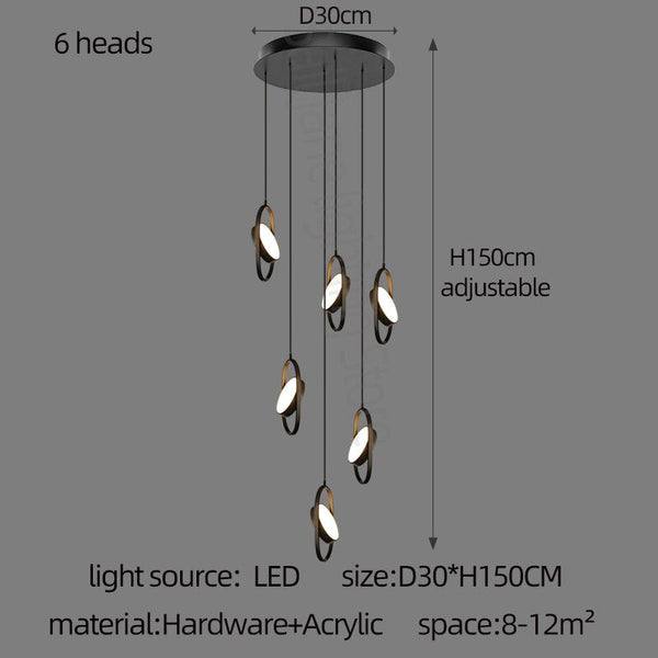 Oval Ring Pendant Chandelier - Exquisite Lighting Fixture-Staircase Chandelier