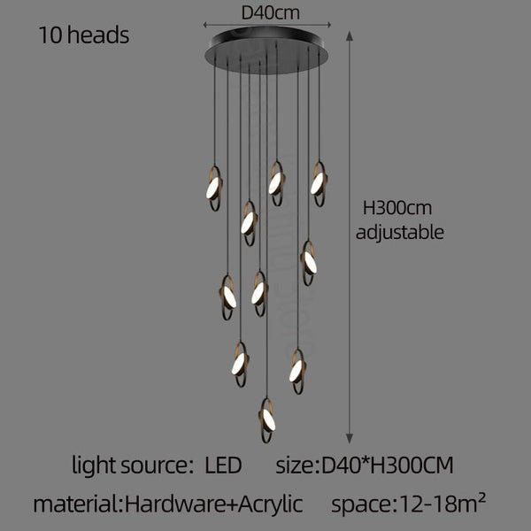 Oval Ring Pendant Chandelier - Exquisite Lighting Fixture-Staircase Chandelier