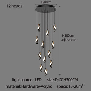 Oval Ring Pendant Chandelier - Exquisite Lighting Fixture-Staircase Chandelier