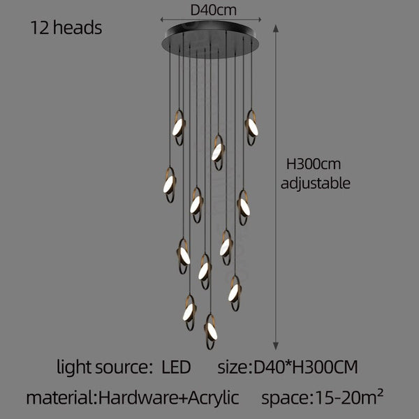 Oval Ring Pendant Chandelier - Exquisite Lighting Fixture-Staircase Chandelier