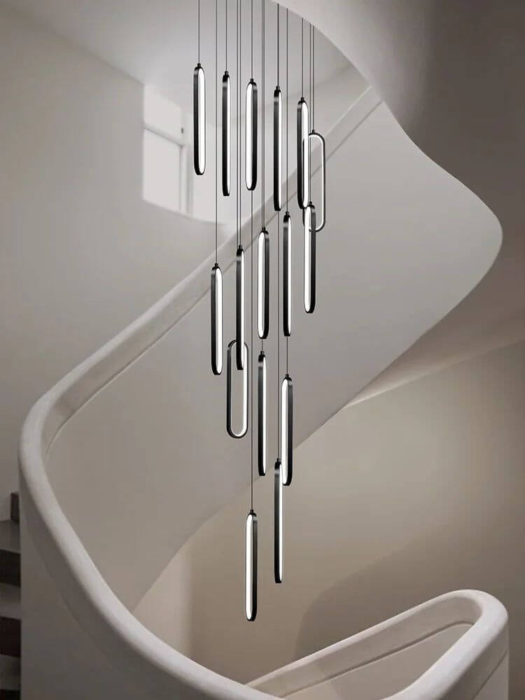 Oval Rings Staircase Chandelier Lighting-Staircase Chandelier