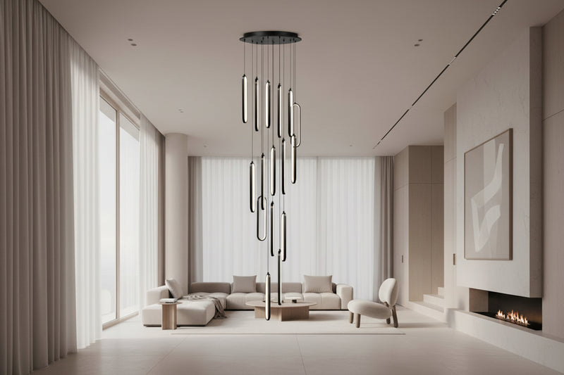 Oval Rings Staircase Chandelier Lighting-Staircase Chandelier