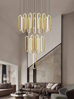 Oval Rings Staircase Chandelier Lighting-Staircase Chandelier