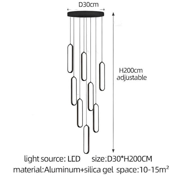 Oval Rings Staircase Chandelier Lighting-Staircase Chandelier