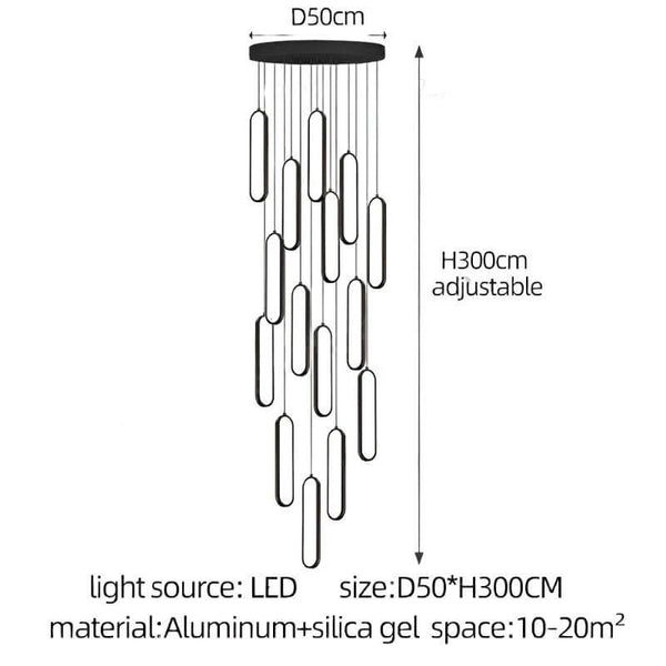 Oval Rings Staircase Chandelier Lighting-Staircase Chandelier