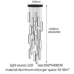 Oval Rings Staircase Chandelier Lighting-Staircase Chandelier