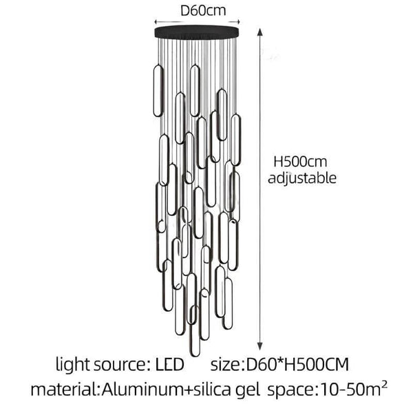 Oval Rings Staircase Chandelier Lighting-Staircase Chandelier