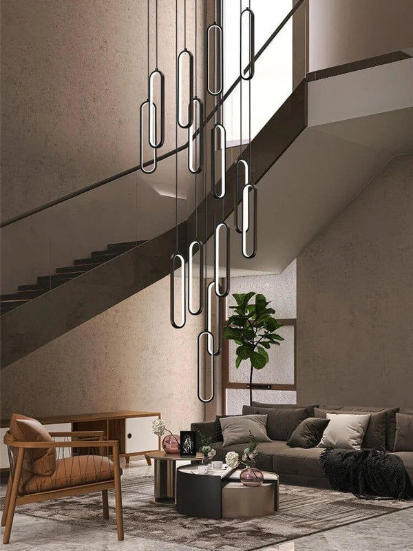 Oval Rings Staircase Chandelier Lighting-Staircase Chandelier