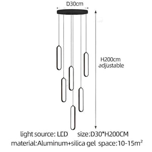 Oval Rings Staircase Chandelier Lighting-Staircase Chandelier