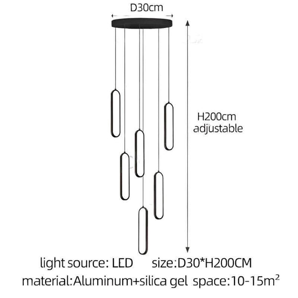 Oval Rings Staircase Chandelier Lighting-Staircase Chandelier