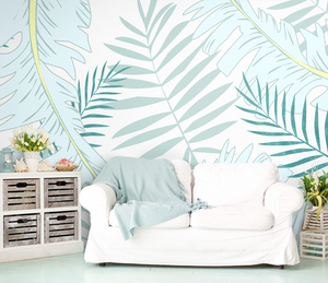 Pastel Leafs Theme: Tropical Wallpaper Mural-Flower & Leaf Wallpaper