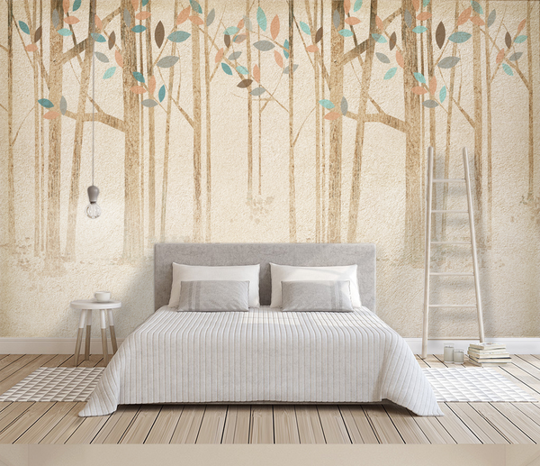 Pastel Leaves - Forest Woods Wallpaper Murals-Trees Wallpaper