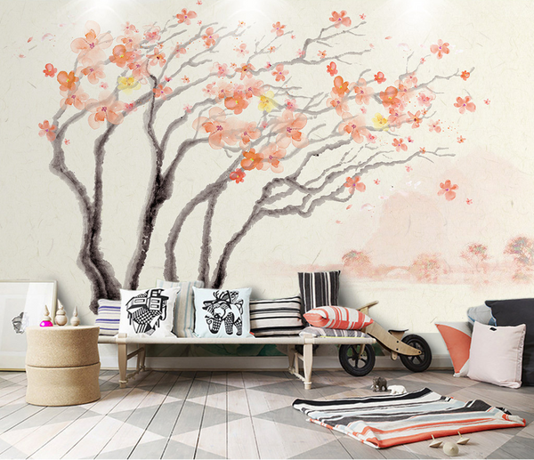 Pastel Tree Watercolour Wallpaper Murals-Trees Wallpaper