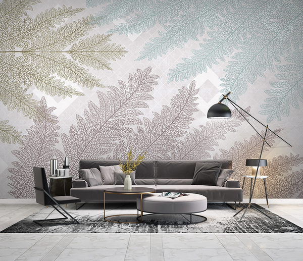 Paster Colours Textured Leaves - Leaves Wallpaper Mural-Flower & Leaf Wallpaper