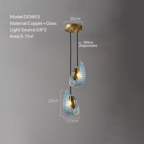 Peacock Blue Glass Chandelier – Elegant Statement Lighting-Ceiling Chandelier