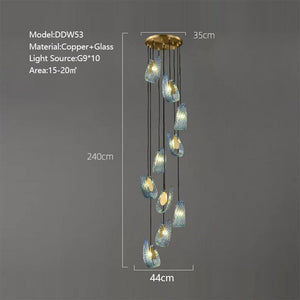 Peacock Blue Glass Chandelier – Elegant Statement Lighting-Ceiling Chandelier