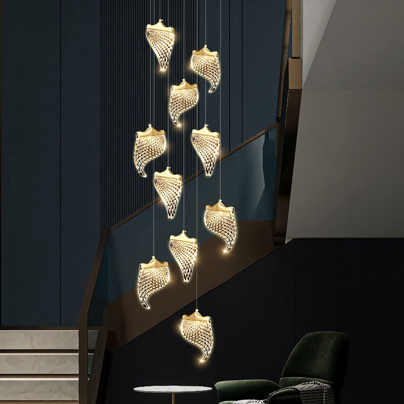 Petals Crystal Staircase Chandelier – Illuminate Your Space-Staircase Chandelier