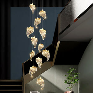 Petals Crystal Staircase Chandelier – Illuminate Your Space-Staircase Chandelier
