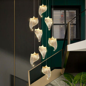 Petals Crystal Staircase Chandelier – Illuminate Your Space-Staircase Chandelier