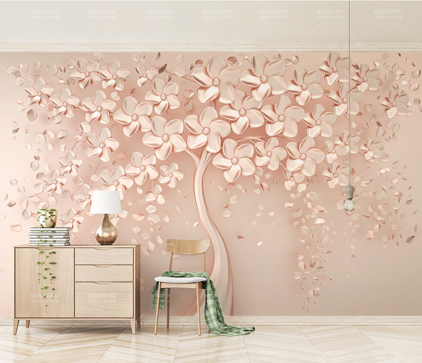 Pink 3D Tree large Wallpaper Murals – Exclusive Collection-Trees Wallpaper