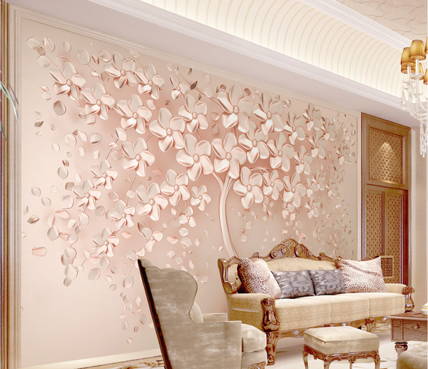 Pink 3D Tree large Wallpaper Murals – Exclusive Collection-Trees Wallpaper