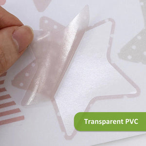 Pink Boho Heart Wall Stickers - Removable Nursery Decals for Girls' Bedroom-