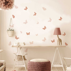 Pink Butterfly Boho Heart Stickers: Kids Wall Decal-Kids Nursery Bohemian Wall Decals