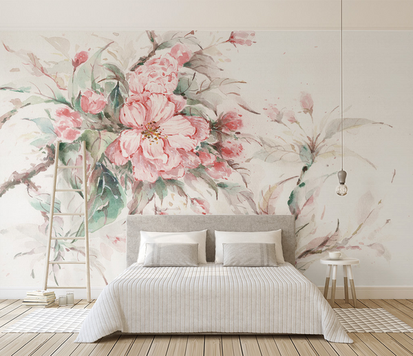 Pink Floral Blossom Wallpaper Mural-Flower & Leaf Wallpaper