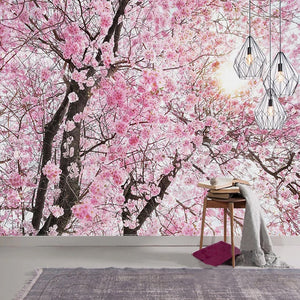 Pink Flowers Wallpaper Mural: Transform Your Space-Trees Wallpaper