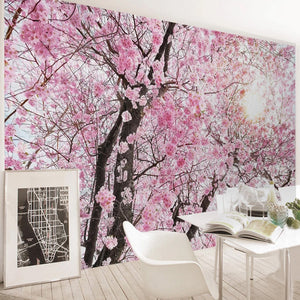 Pink Flowers Wallpaper Mural: Transform Your Space-Trees Wallpaper