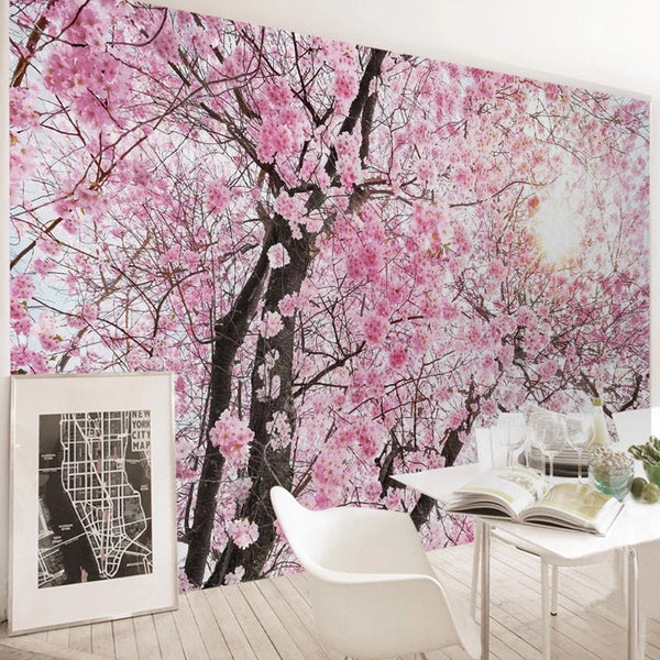 Pink Flowers Wallpaper Mural: Transform Your Space-Trees Wallpaper