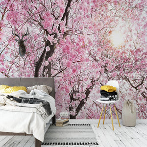 Pink Flowers Wallpaper Mural: Transform Your Space-Trees Wallpaper
