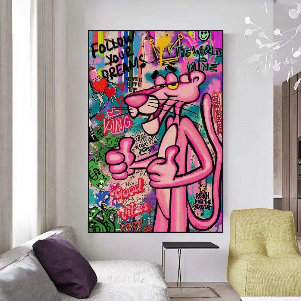 Pink Panther Canvas Art- A Whimsical Masterpiece-Wall Posters
