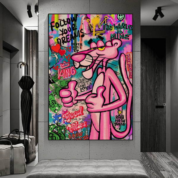 Pink Panther Canvas Art- A Whimsical Masterpiece-Wall Posters