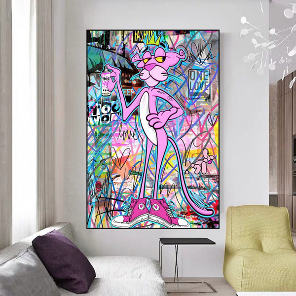 Pink Panther One Love Art - Fashionable Canvas Wall Art-Wall Posters