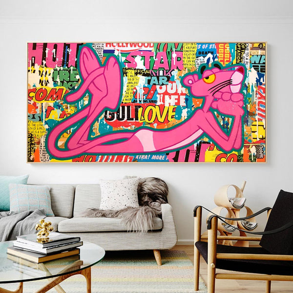 Pink Panther Posing Canvas Wall Art-Wall Posters