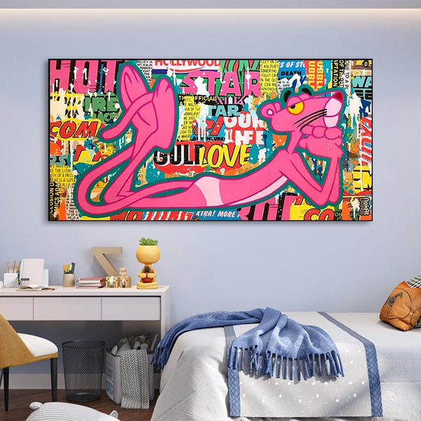 Pink Panther Posing Canvas Wall Art-Wall Posters