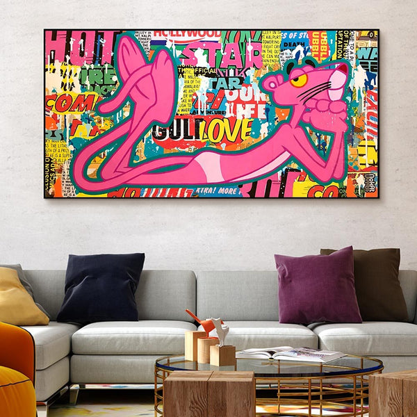 Pink Panther Posing Canvas Wall Art-Wall Posters
