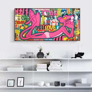 Pink Panther Posing Canvas Wall Art-Wall Posters