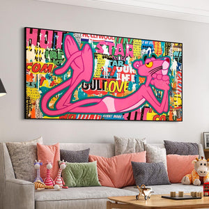Pink Panther Posing Canvas Wall Art-Wall Posters