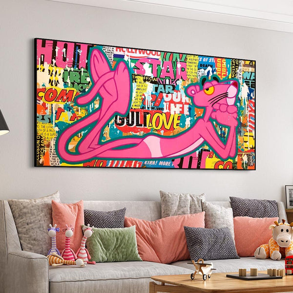 Pink Panther Posing Canvas Wall Art-Wall Posters
