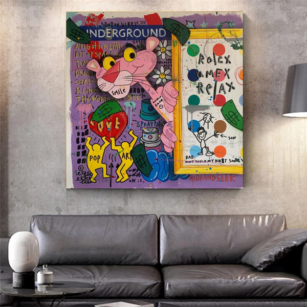 Pink Panther Relax Canvas Wall Art-Wall Posters