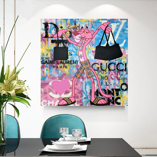 Pink Panther Shopping Canvas Wall Art-Wall Posters