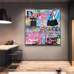 Pink Panther Shopping Canvas Wall Art-Wall Posters