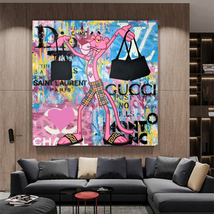 Pink Panther Shopping Canvas Wall Art-Wall Posters