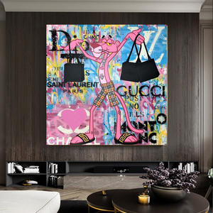 Pink Panther Shopping Canvas Wall Art-Wall Posters