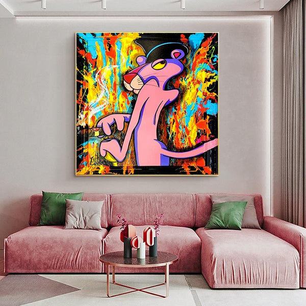 Pink Panther Wall Art: Unique Smoking Decor-Wall Posters